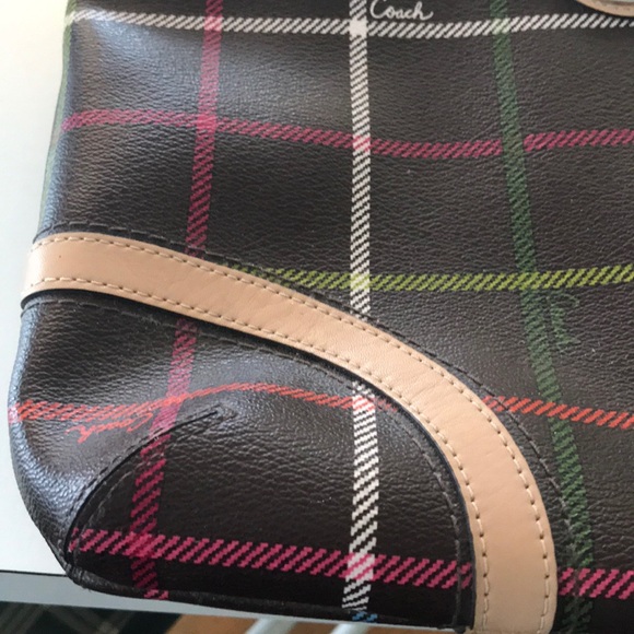 Coach Peyton Brown Crossbody Purse Tattersall - Picture 5 of 12